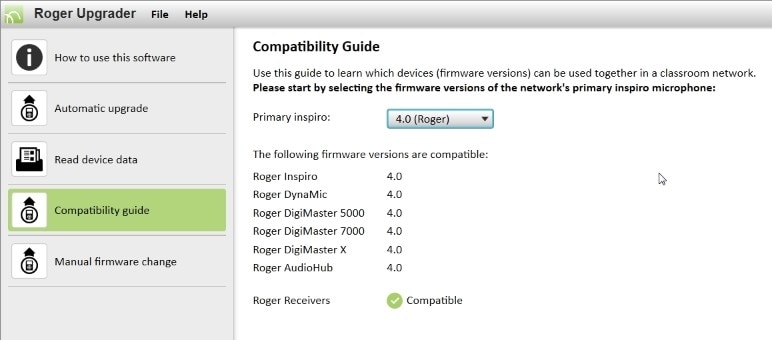 Roger Upgrader - Compatibility Guide